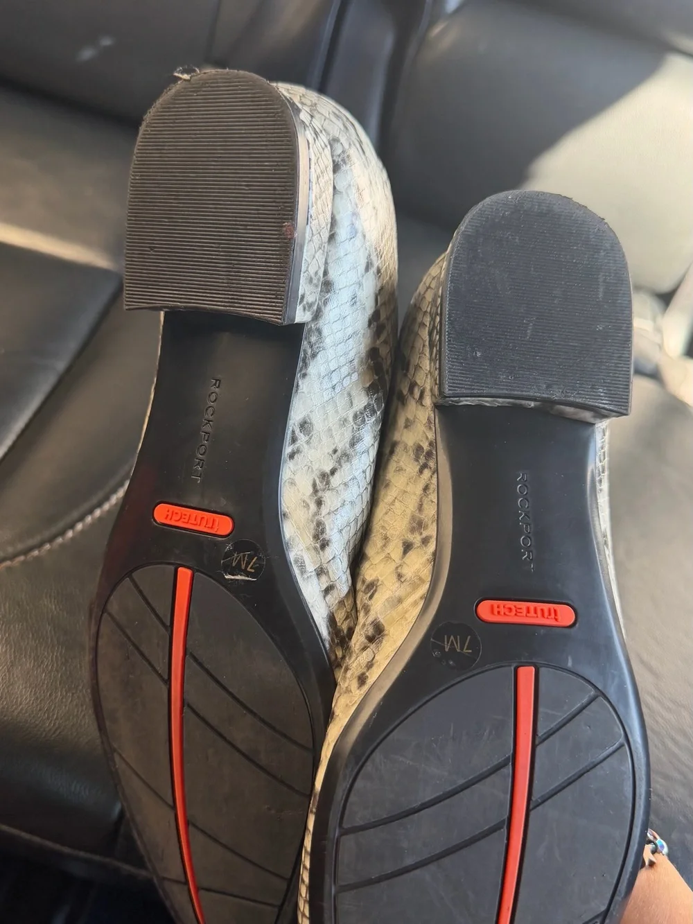 Rockport Snake-Print Pointed Toe Flats - Black & White